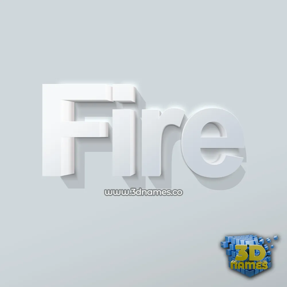 fire in Clean White style - 3D name wallpaper
