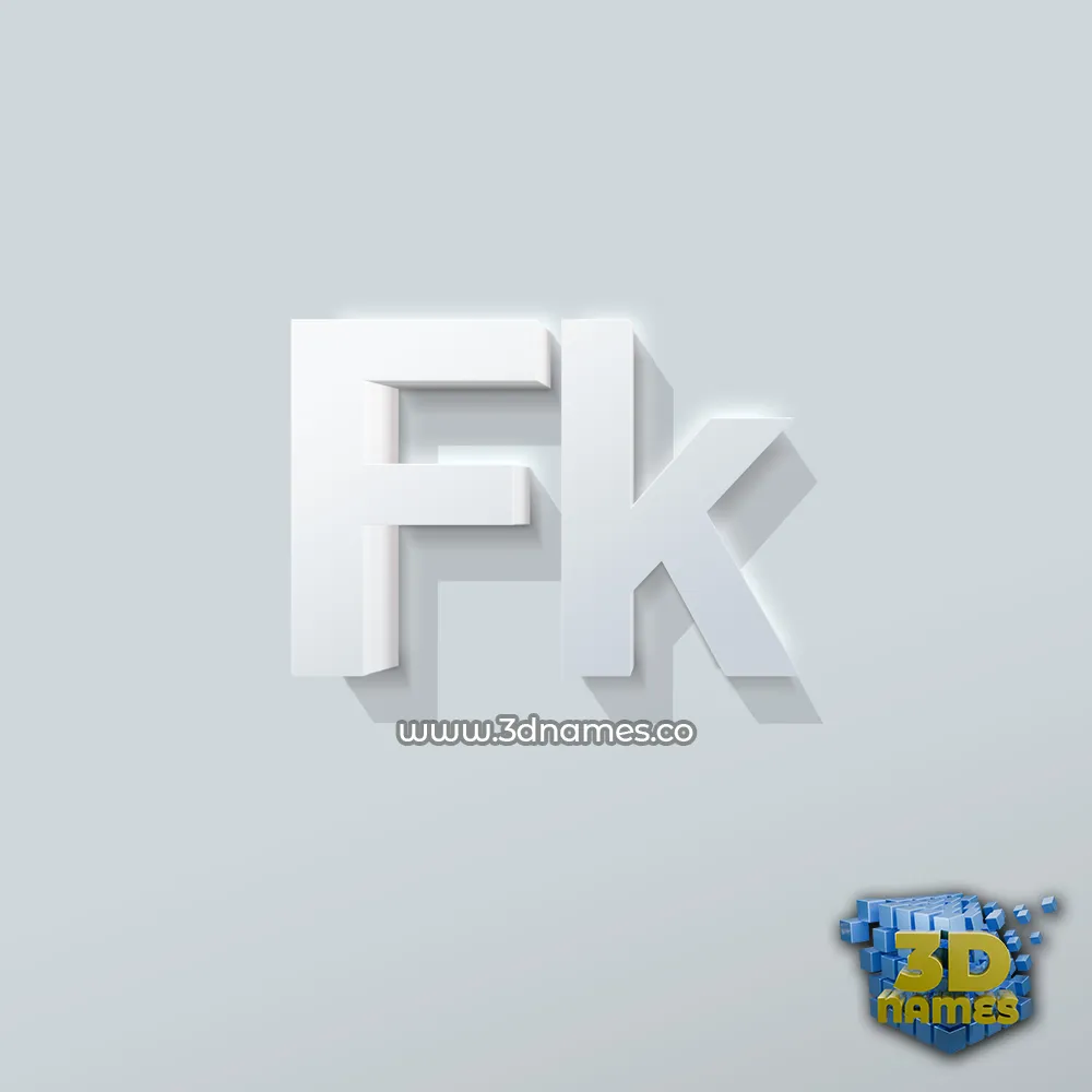 fk in Clean White style - 3D name wallpaper