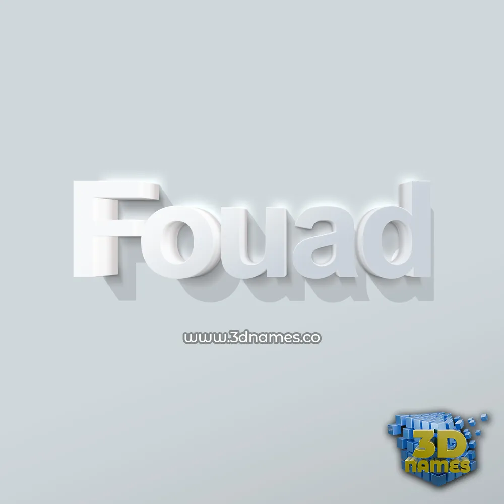 fouad in Clean White style - 3D name wallpaper