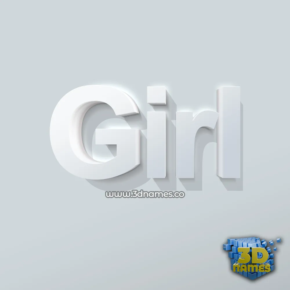 girl in Clean White style - 3D name wallpaper