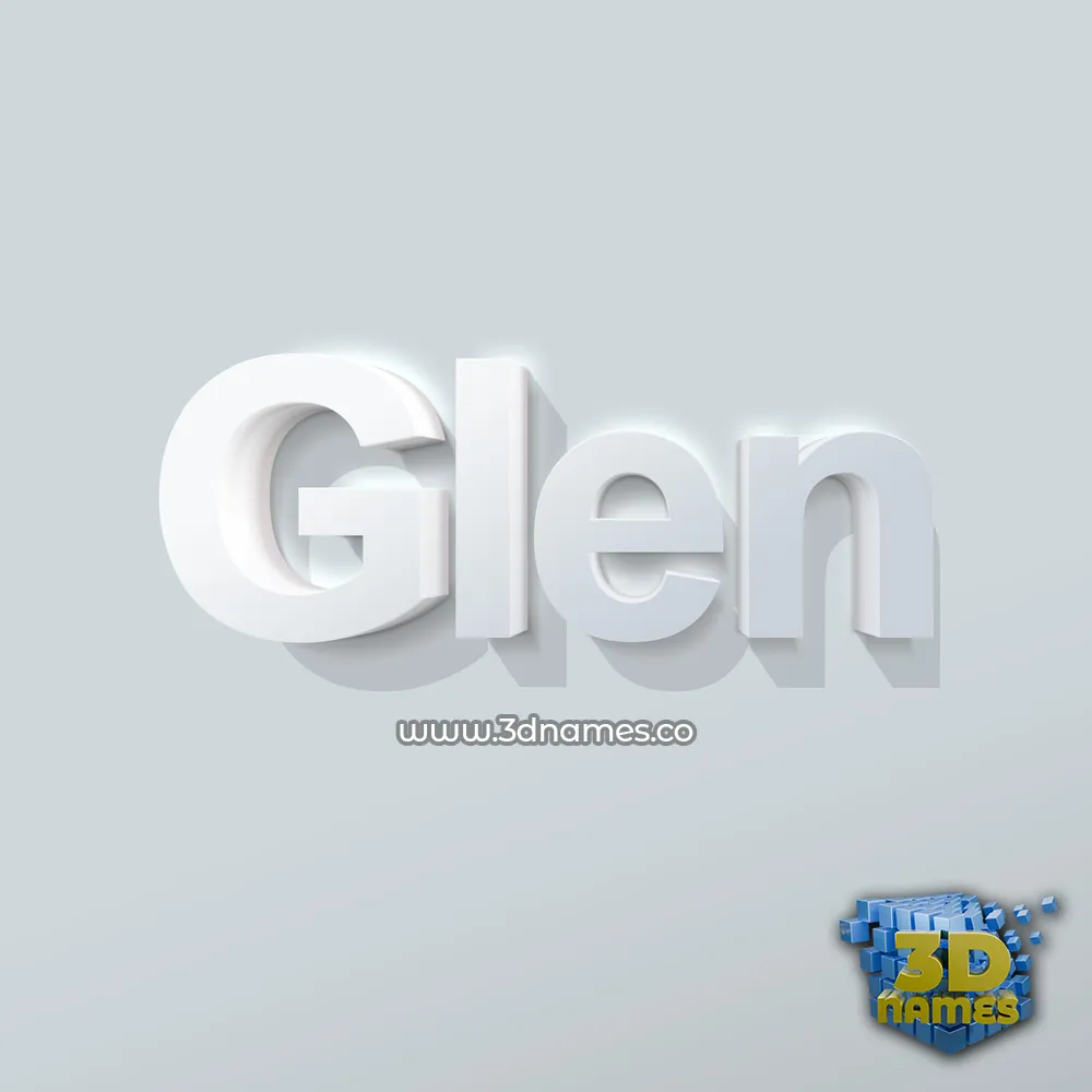 glen in Clean White style - 3D name wallpaper