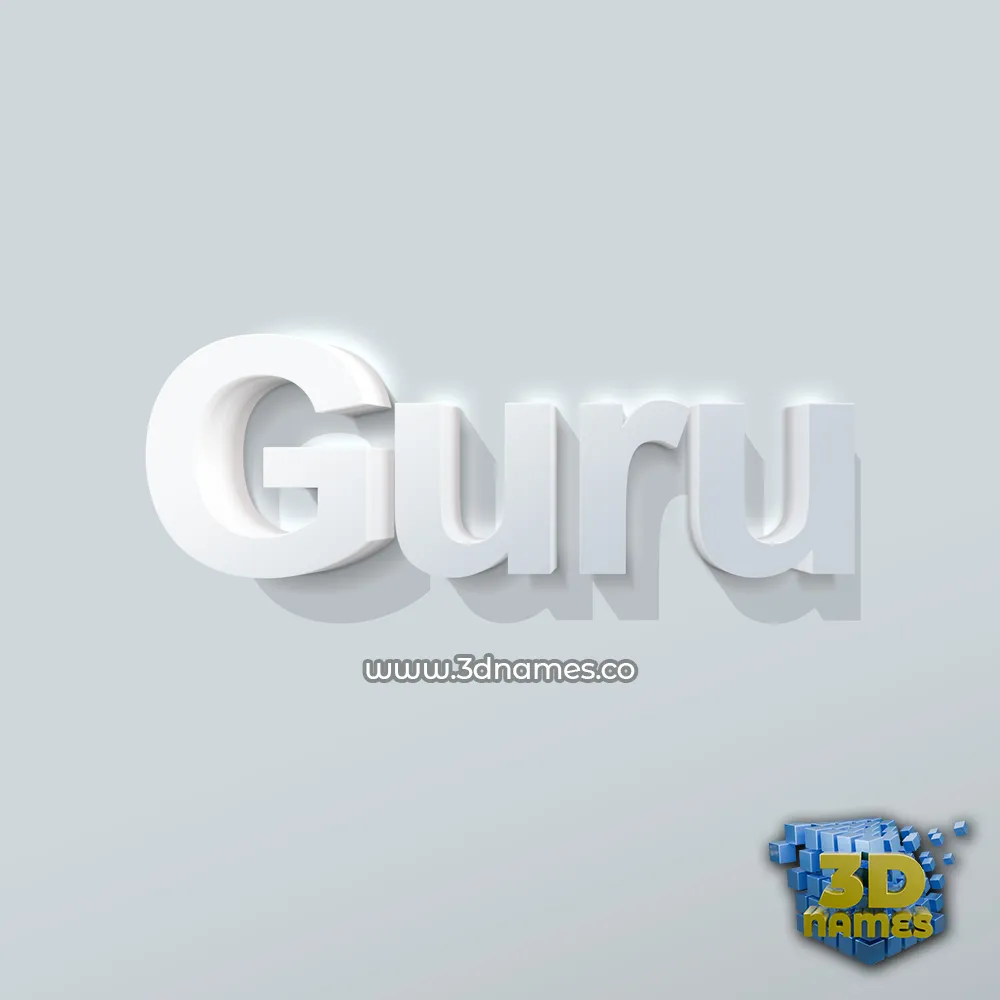 guru in Clean White style - 3D name wallpaper