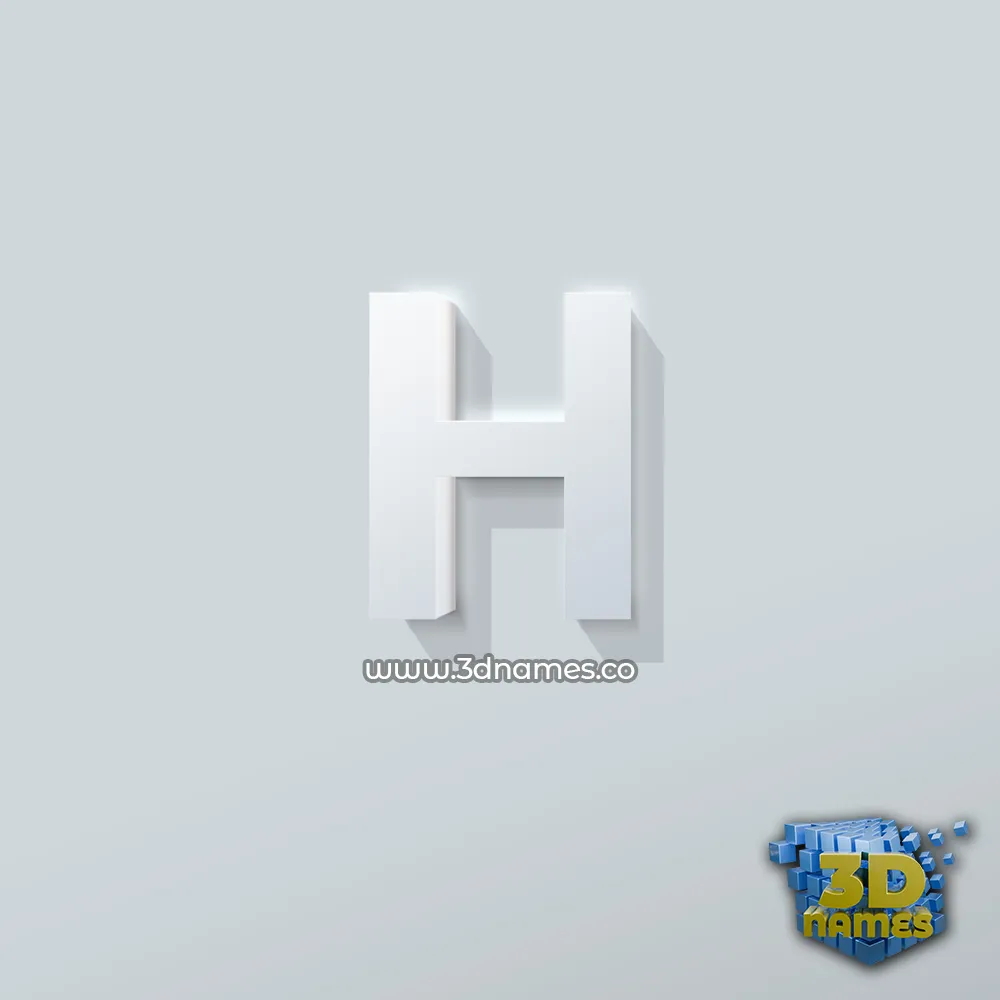 h in Clean White style - 3D name wallpaper