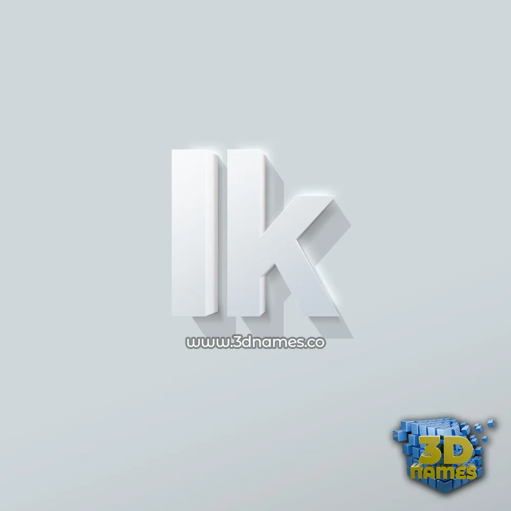 ik in Clean White style - 3D name wallpaper