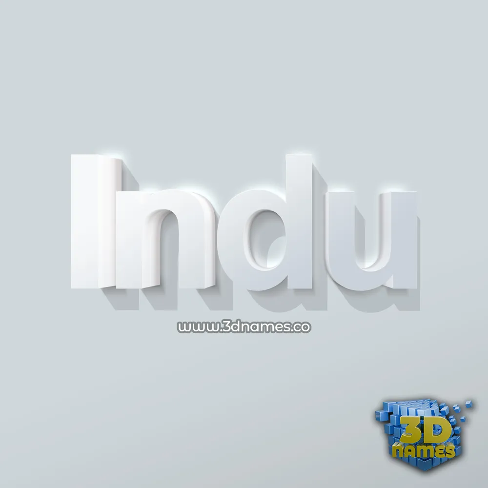 indu in Clean White style - 3D name wallpaper