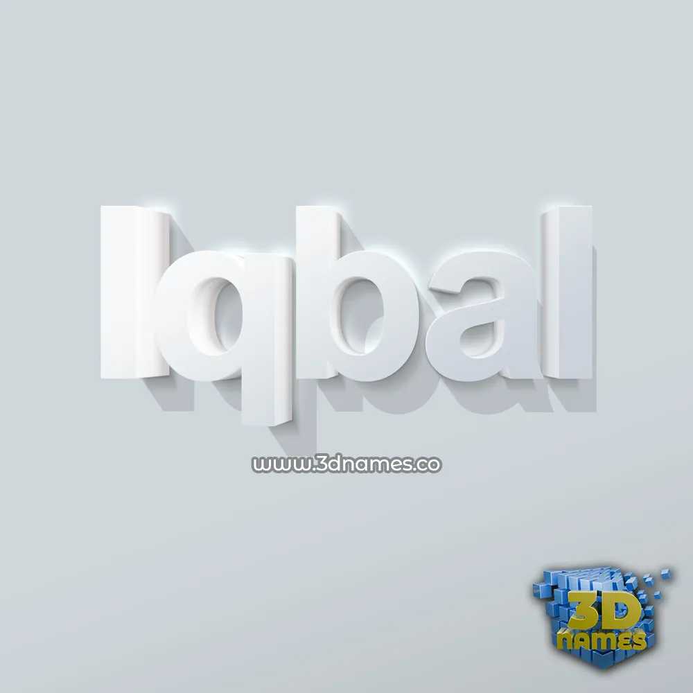 iqbal in Clean White style - 3D name wallpaper