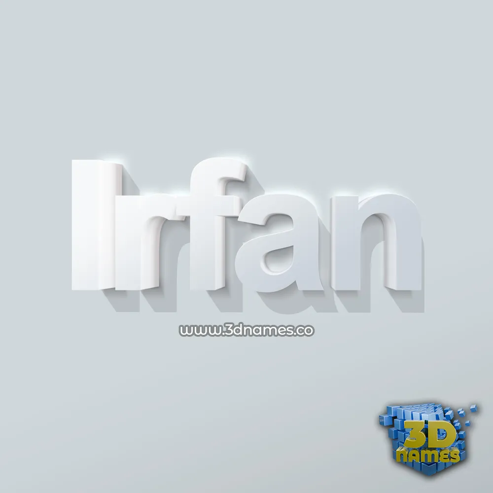 irfan in Clean White style - 3D name wallpaper