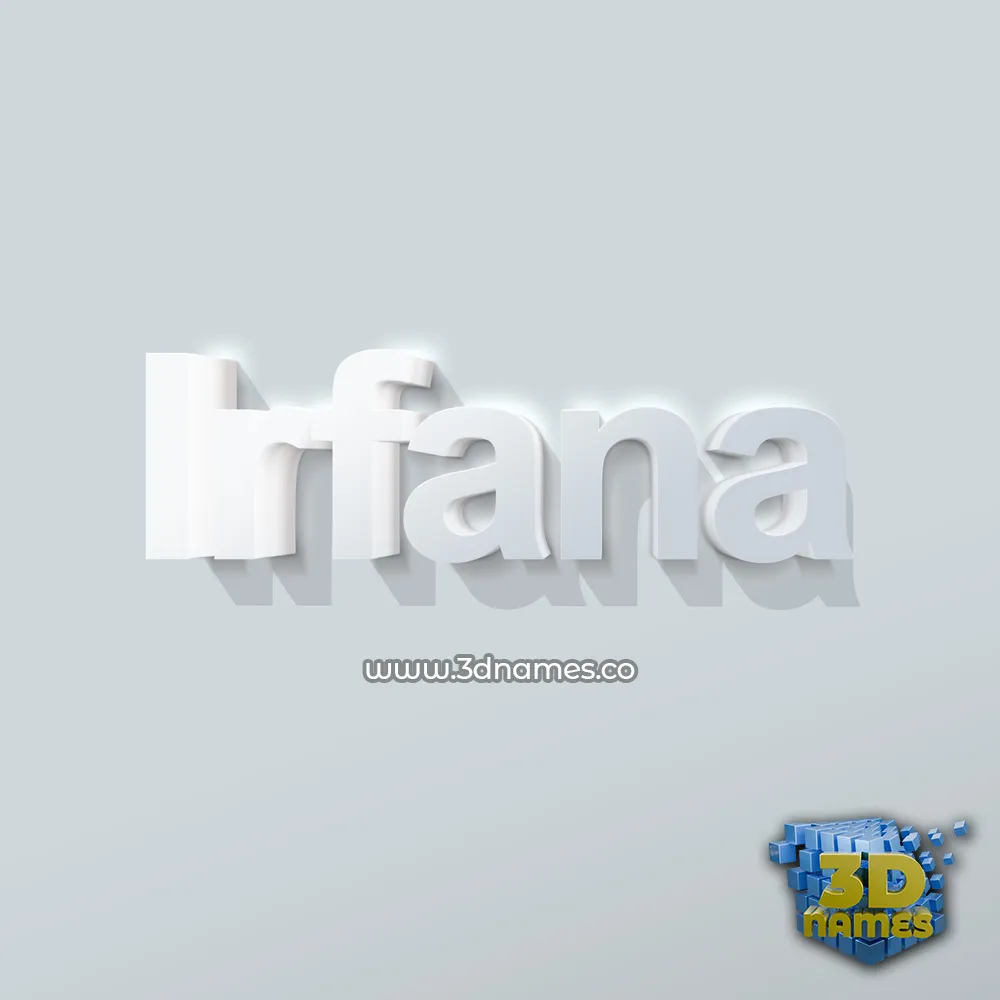 irfana in Clean White style - 3D name wallpaper