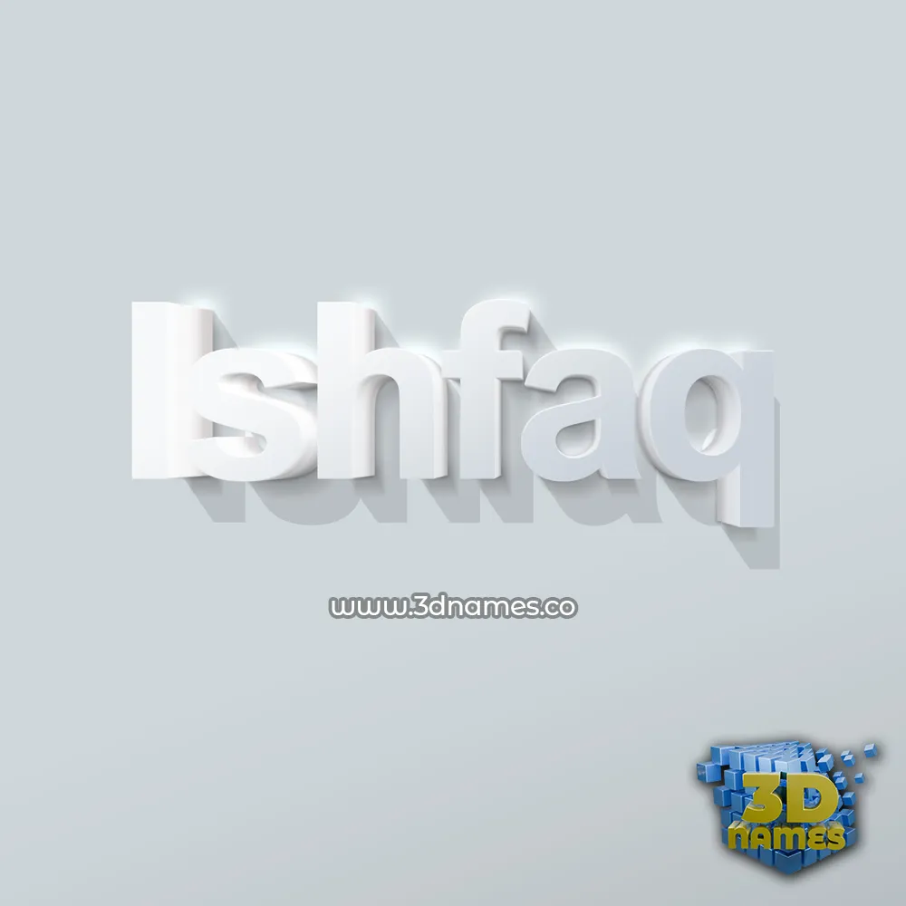 ishfaq in Clean White style - 3D name wallpaper