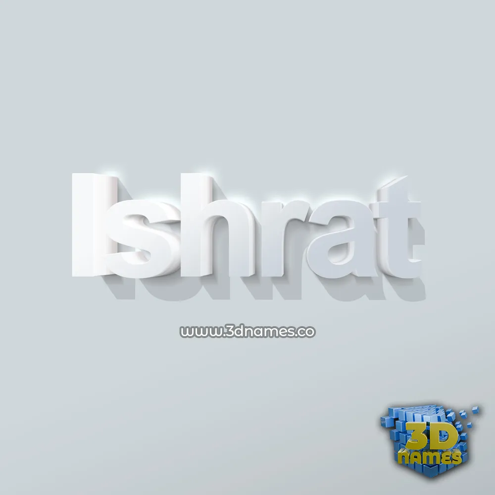 ishrat in Clean White style - 3D name wallpaper