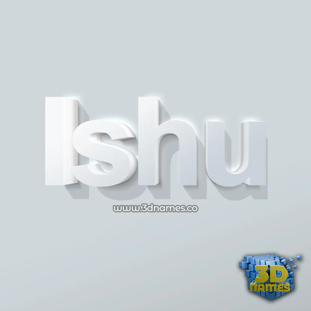 ishu in Clean White style - 3D name wallpaper