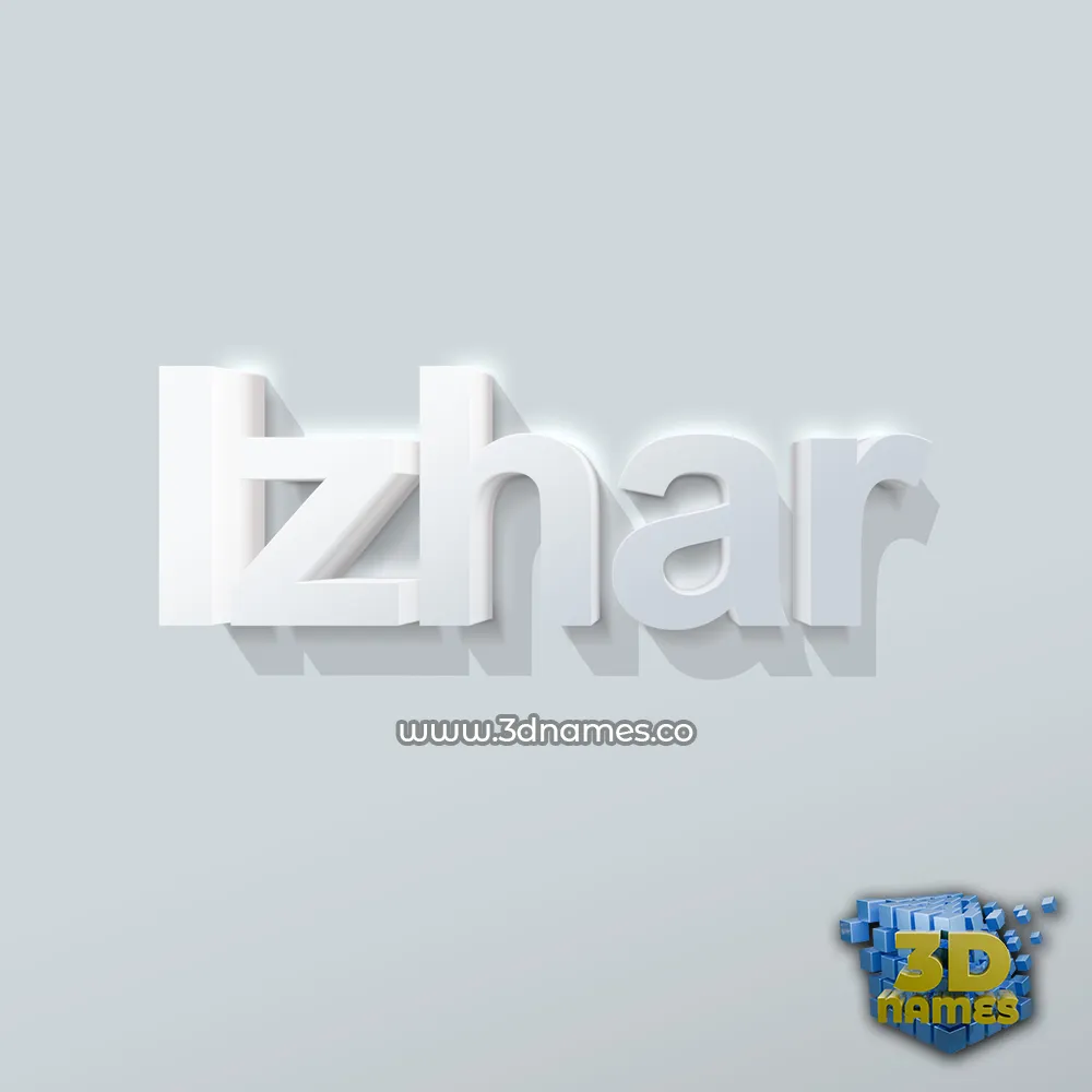 izhar in Clean White style - 3D name wallpaper