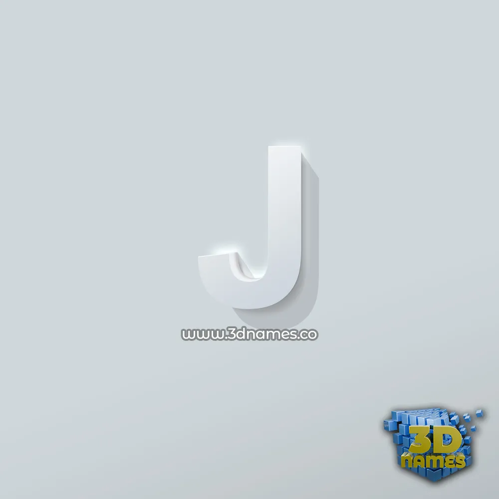 j in Clean White style - 3D name wallpaper
