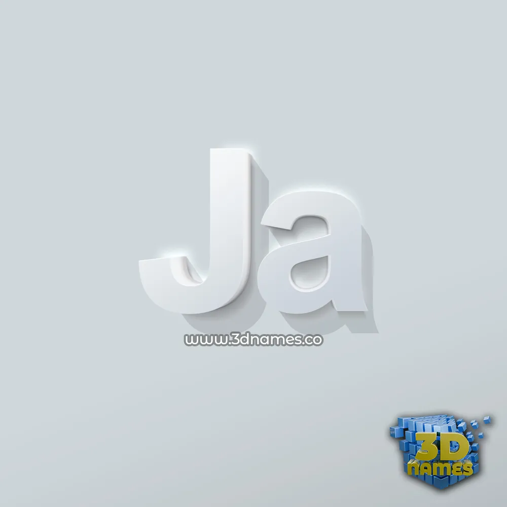 ja in Clean White style - 3D name wallpaper