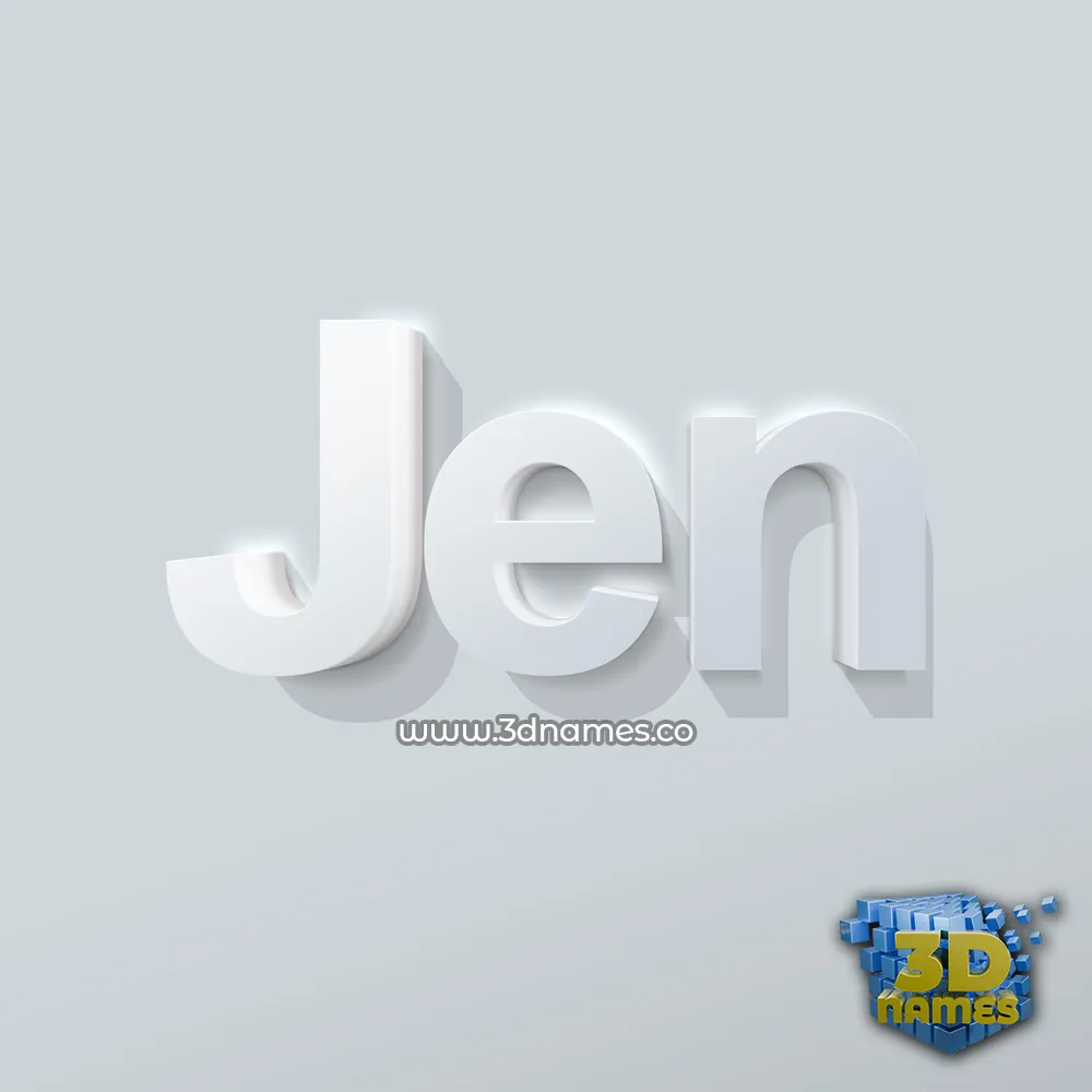 jen in Clean White style - 3D name wallpaper