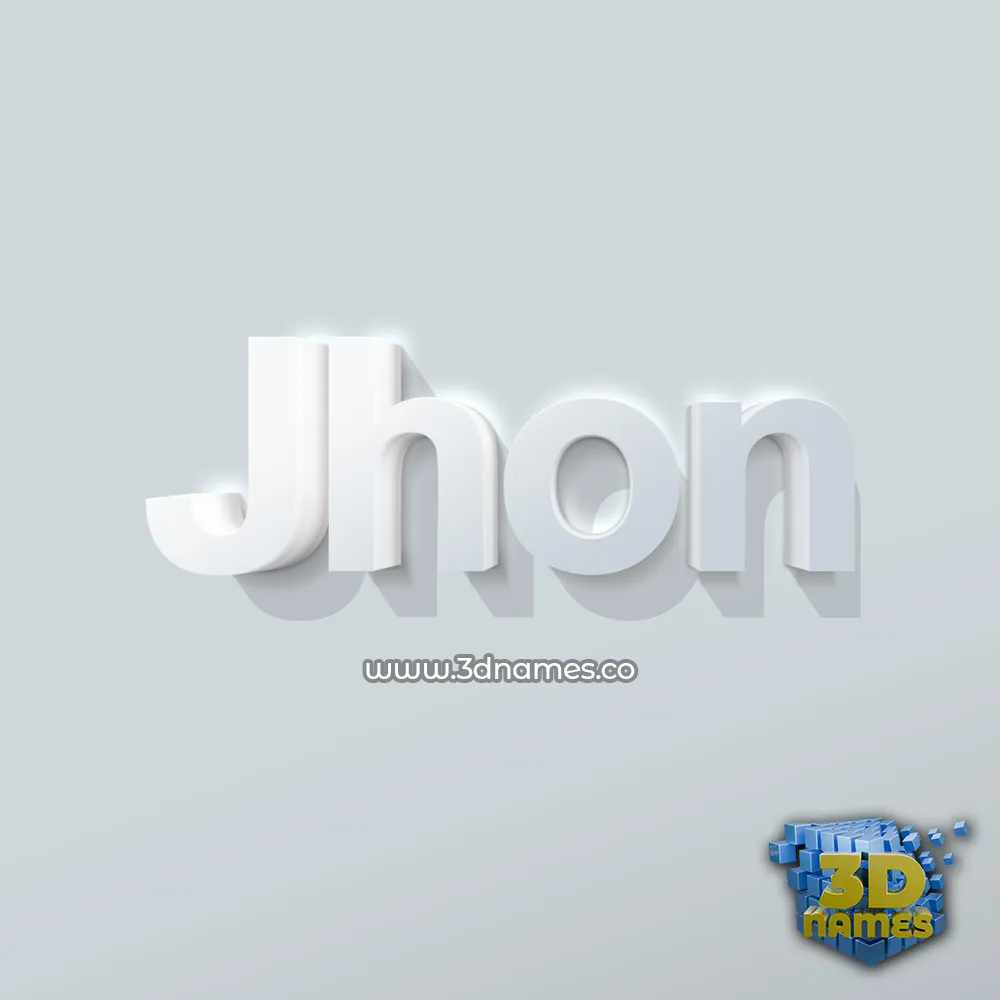 jhon in Clean White style - 3D name wallpaper