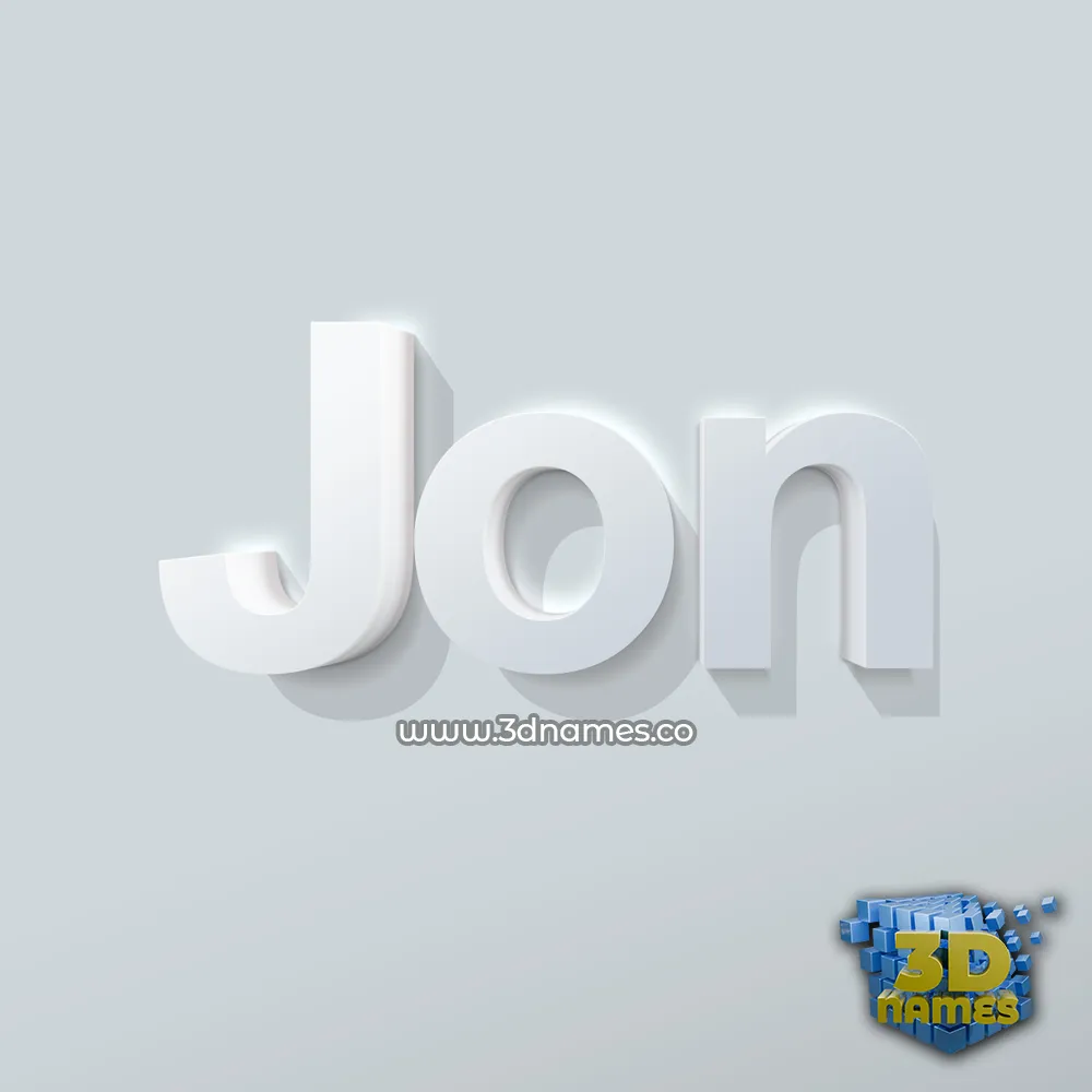 jon in Clean White style - 3D name wallpaper