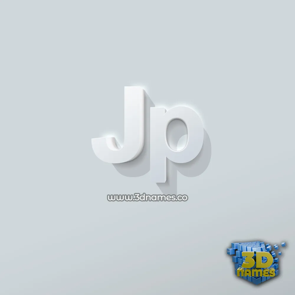 jp in Clean White style - 3D name wallpaper