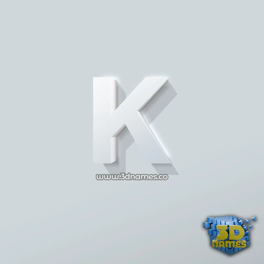k in Clean White style - 3D name wallpaper