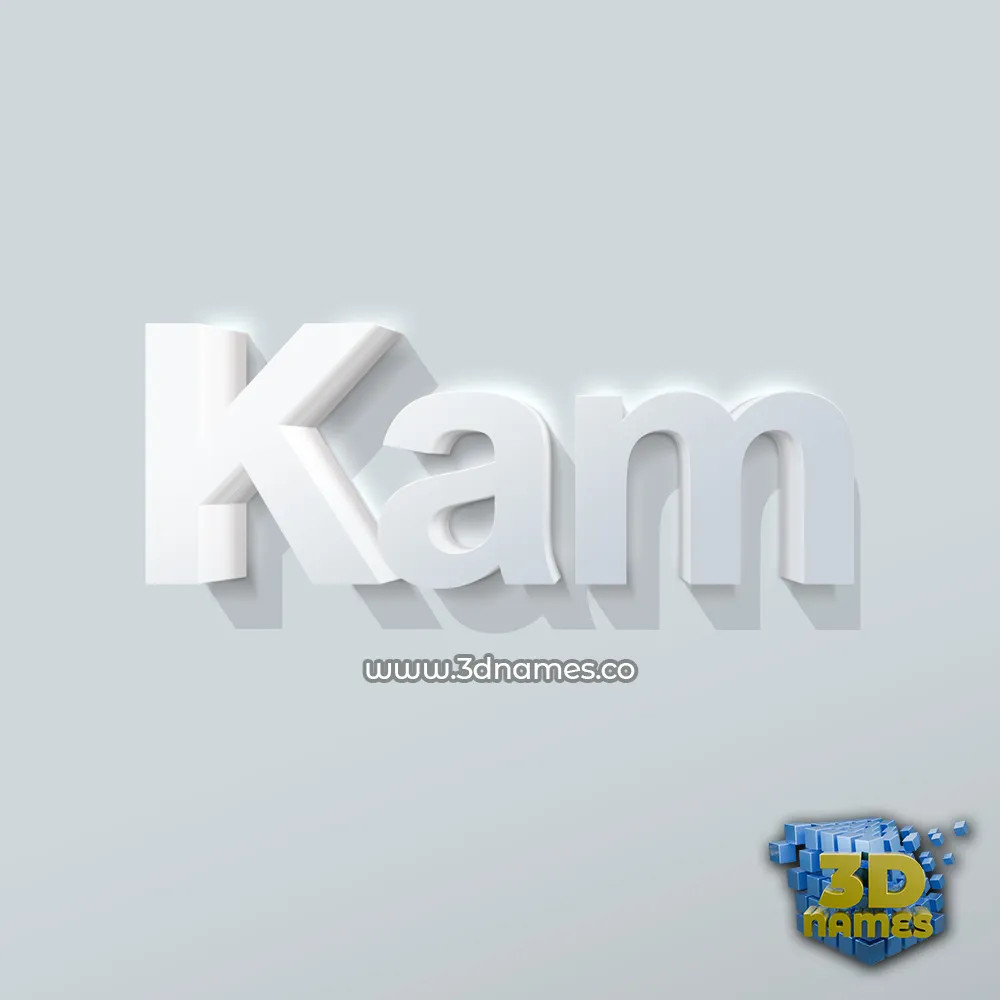 kam in Clean White style - 3D name wallpaper
