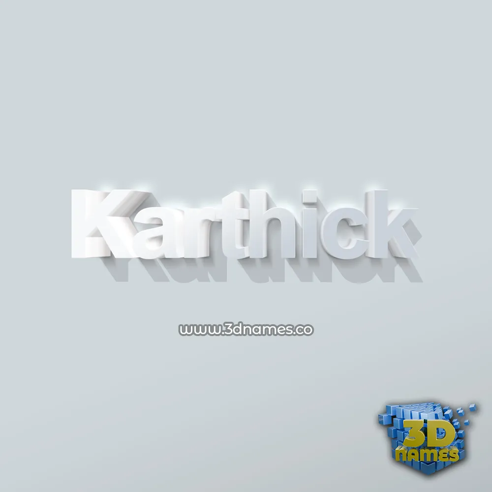 karthick in Clean White style - 3D name wallpaper
