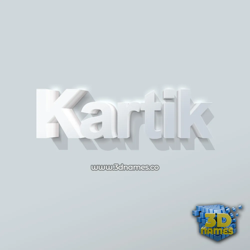 kartik in Clean White style - 3D name wallpaper