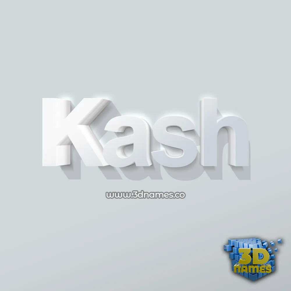 kash in Clean White style - 3D name wallpaper
