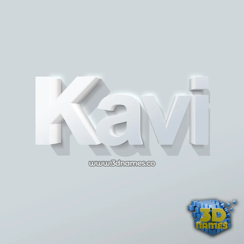 kavi in Clean White style - 3D name wallpaper