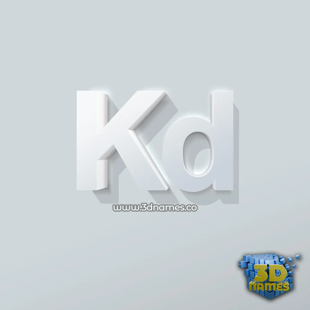 kd in Clean White style - 3D name wallpaper