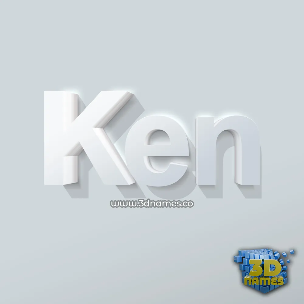 ken in Clean White style - 3D name wallpaper