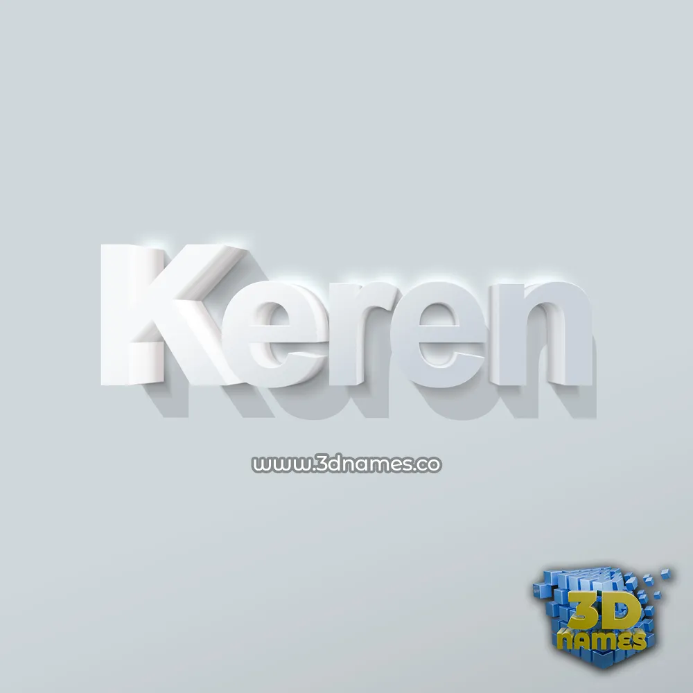 keren in Clean White style - 3D name wallpaper