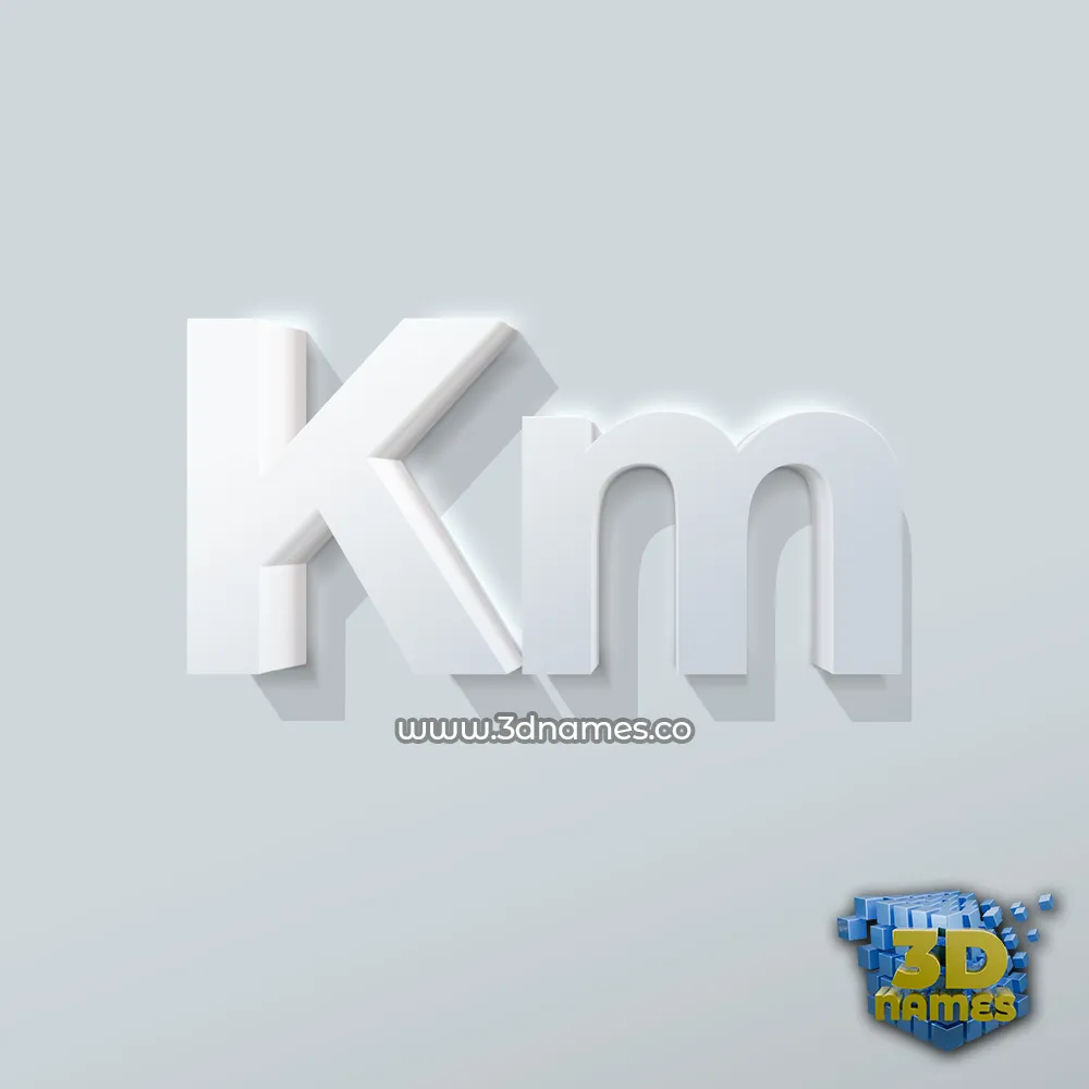 km in Clean White style - 3D name wallpaper