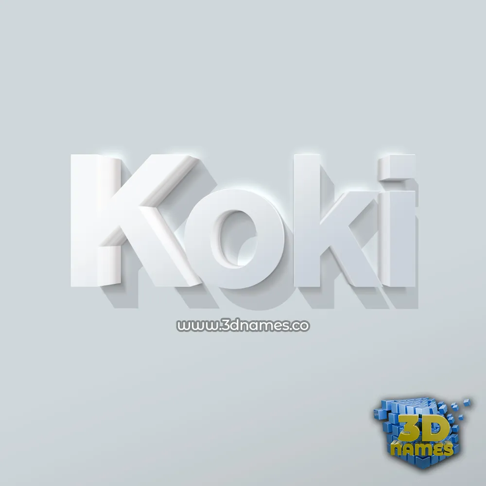 koki in Clean White style - 3D name wallpaper