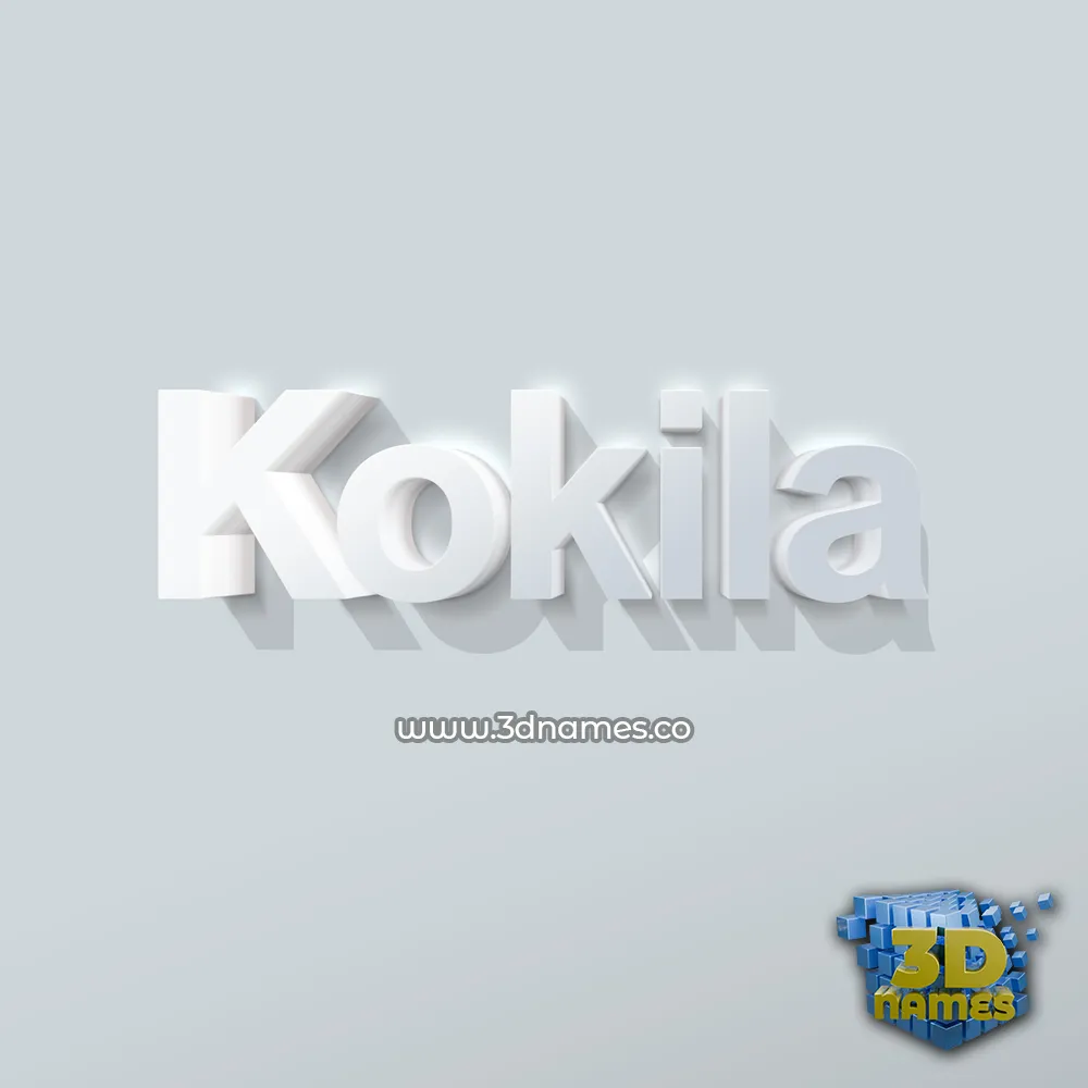 kokila in Clean White style - 3D name wallpaper
