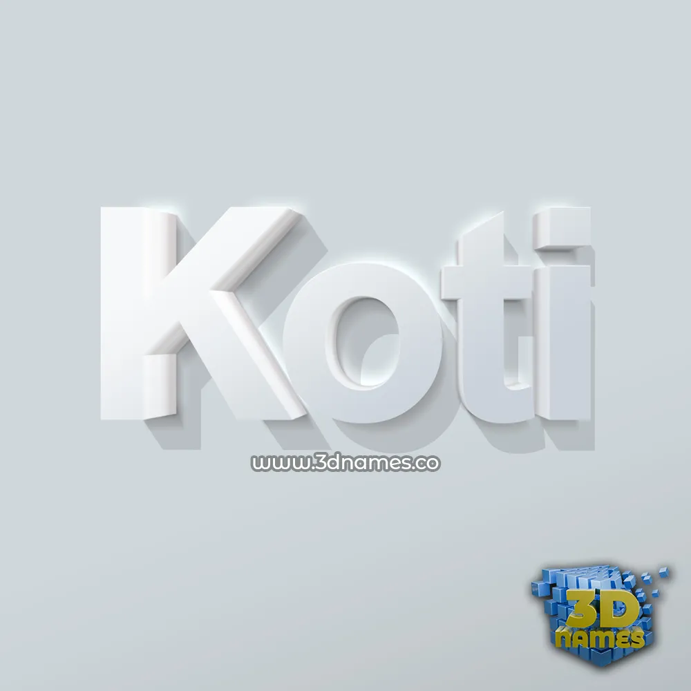 koti in Clean White style - 3D name wallpaper