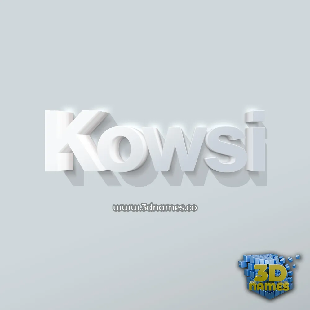 kowsi in Clean White style - 3D name wallpaper