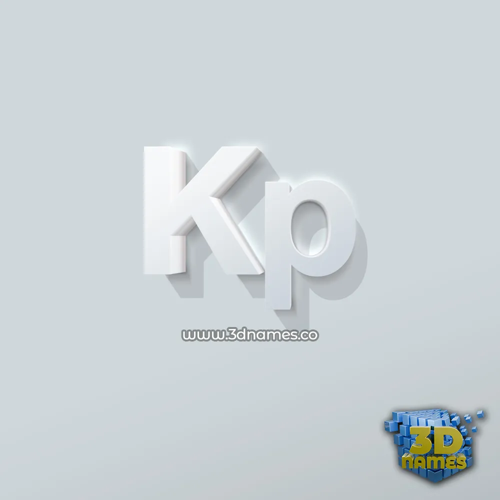 kp in Clean White style - 3D name wallpaper