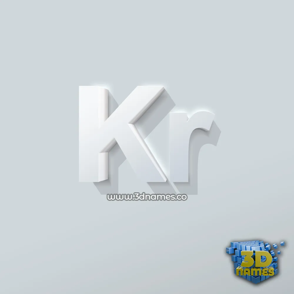 kr in Clean White style - 3D name wallpaper