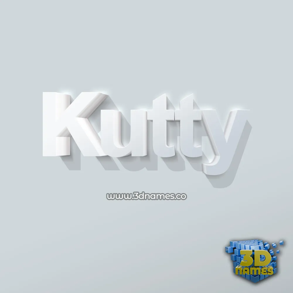 kutty in Clean White style - 3D name wallpaper