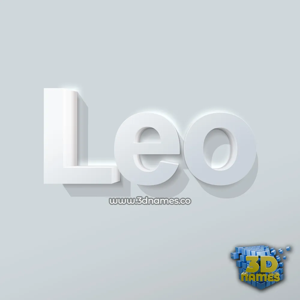 leo in Clean White style - 3D name wallpaper