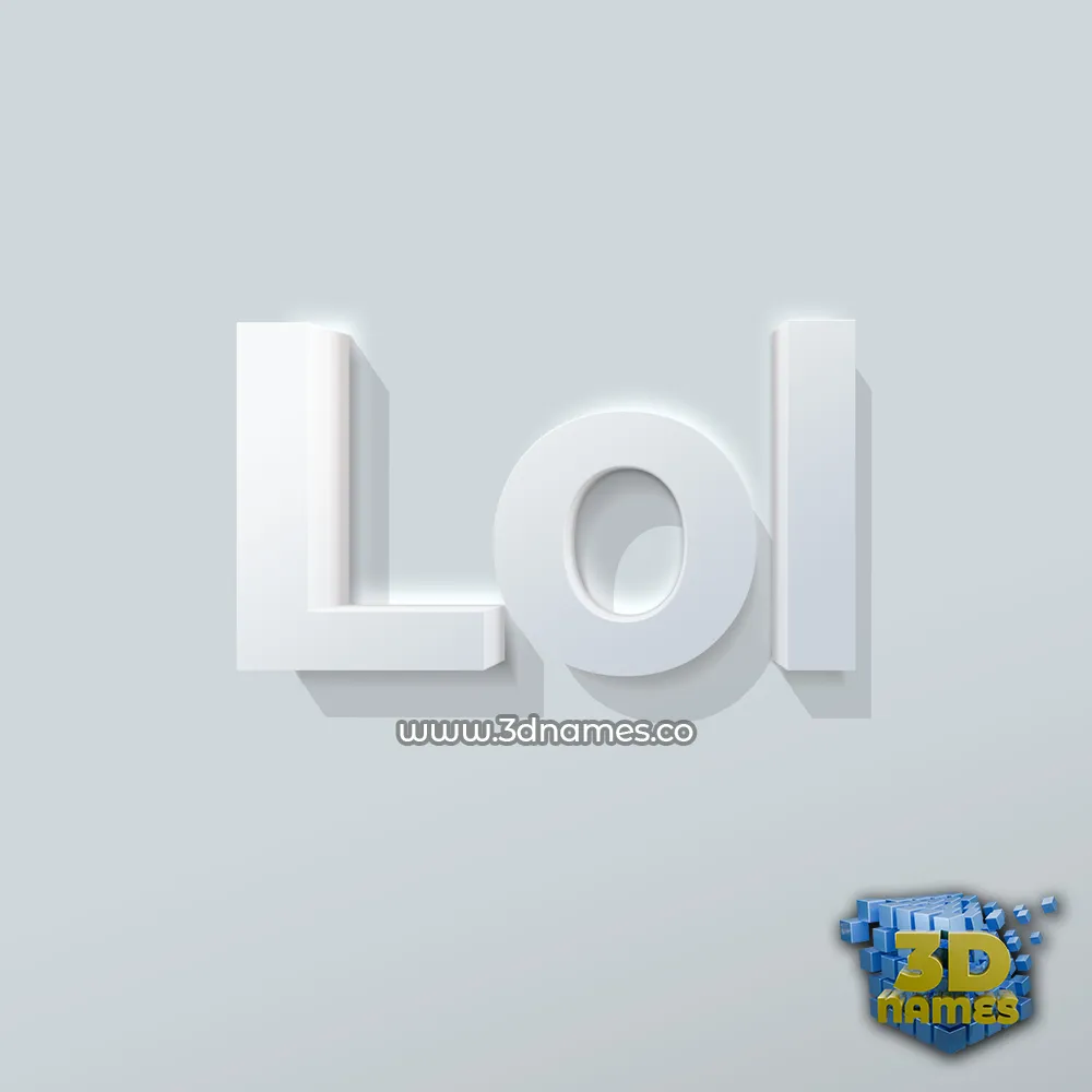 lol in Clean White style - 3D name wallpaper