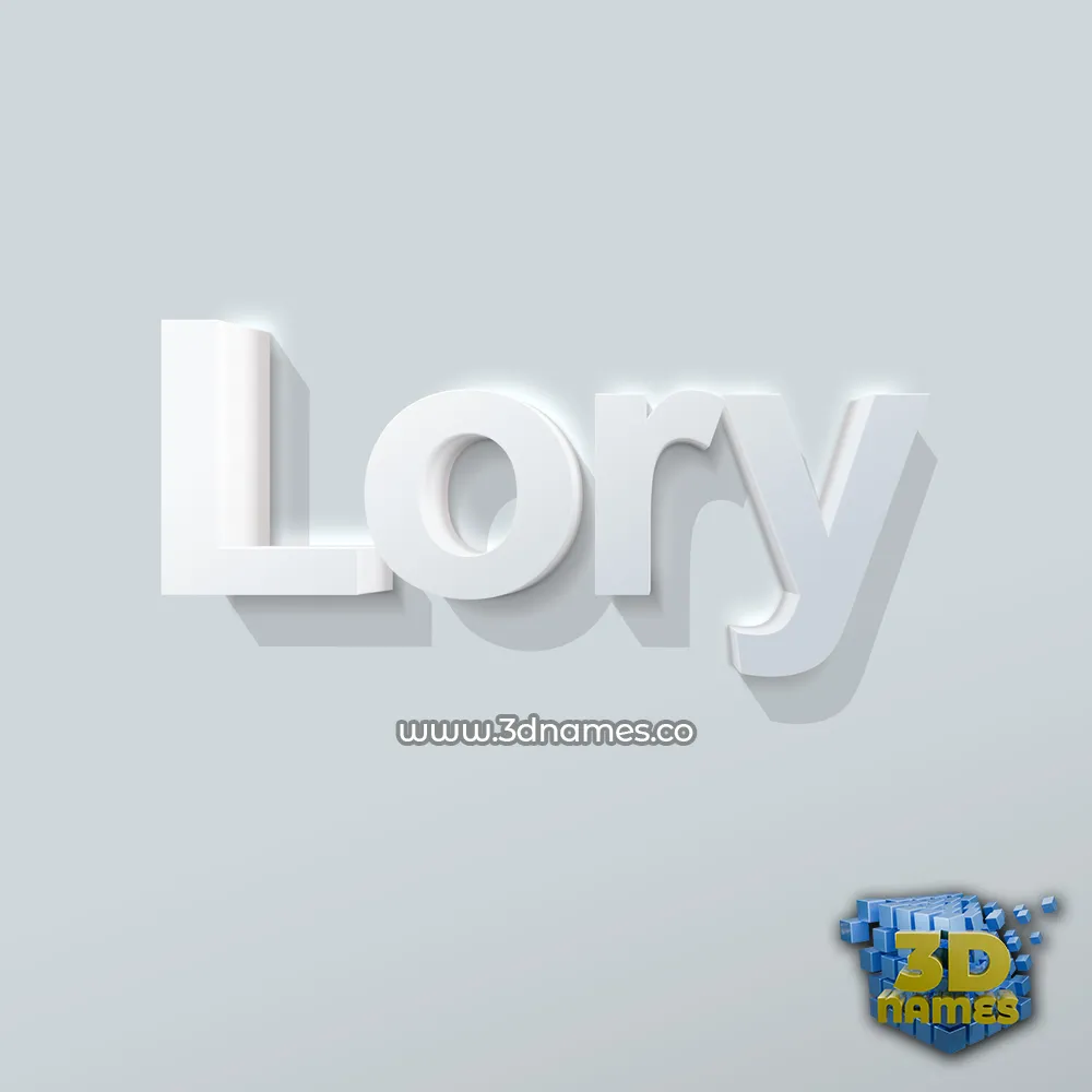 lory in Clean White style - 3D name wallpaper