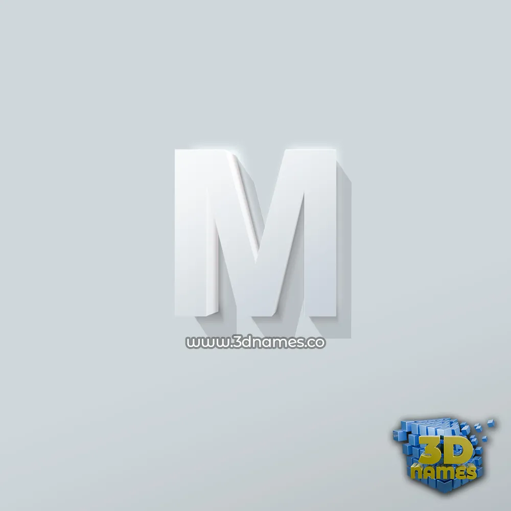 m in Clean White style - 3D name wallpaper