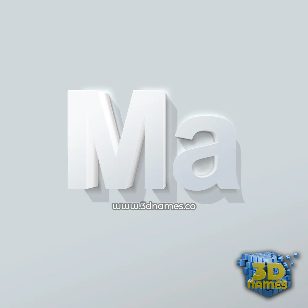ma in Clean White style - 3D name wallpaper