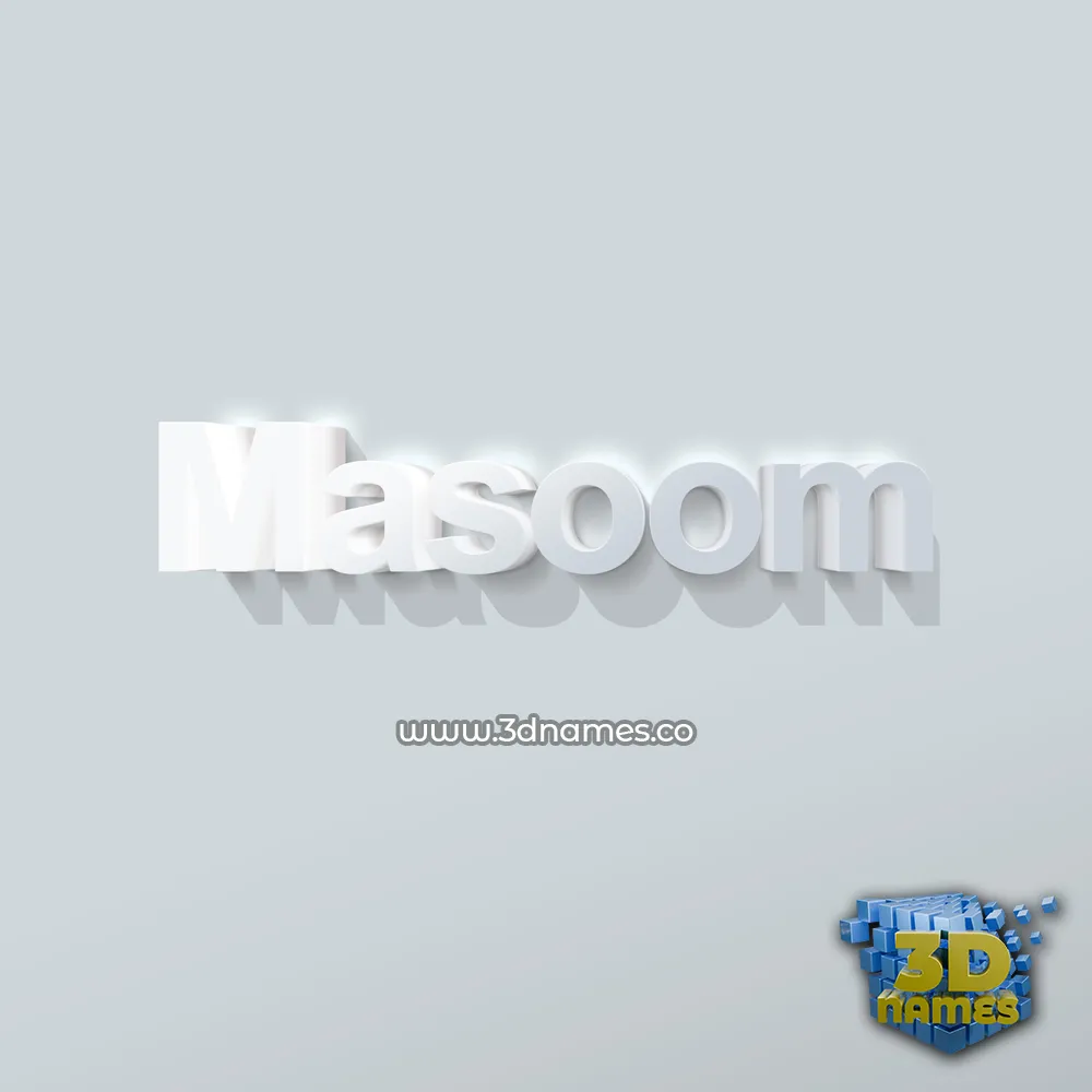 masoom in Clean White style - 3D name wallpaper