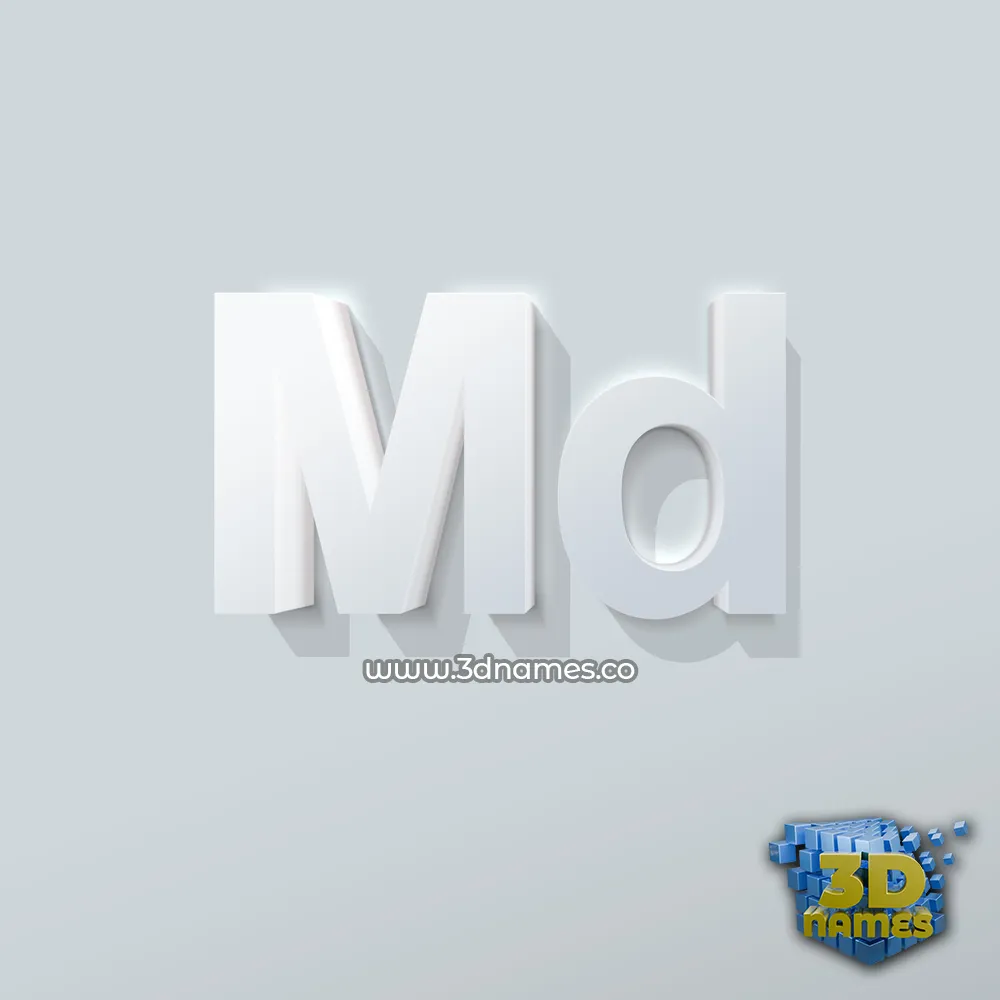 md in Clean White style - 3D name wallpaper