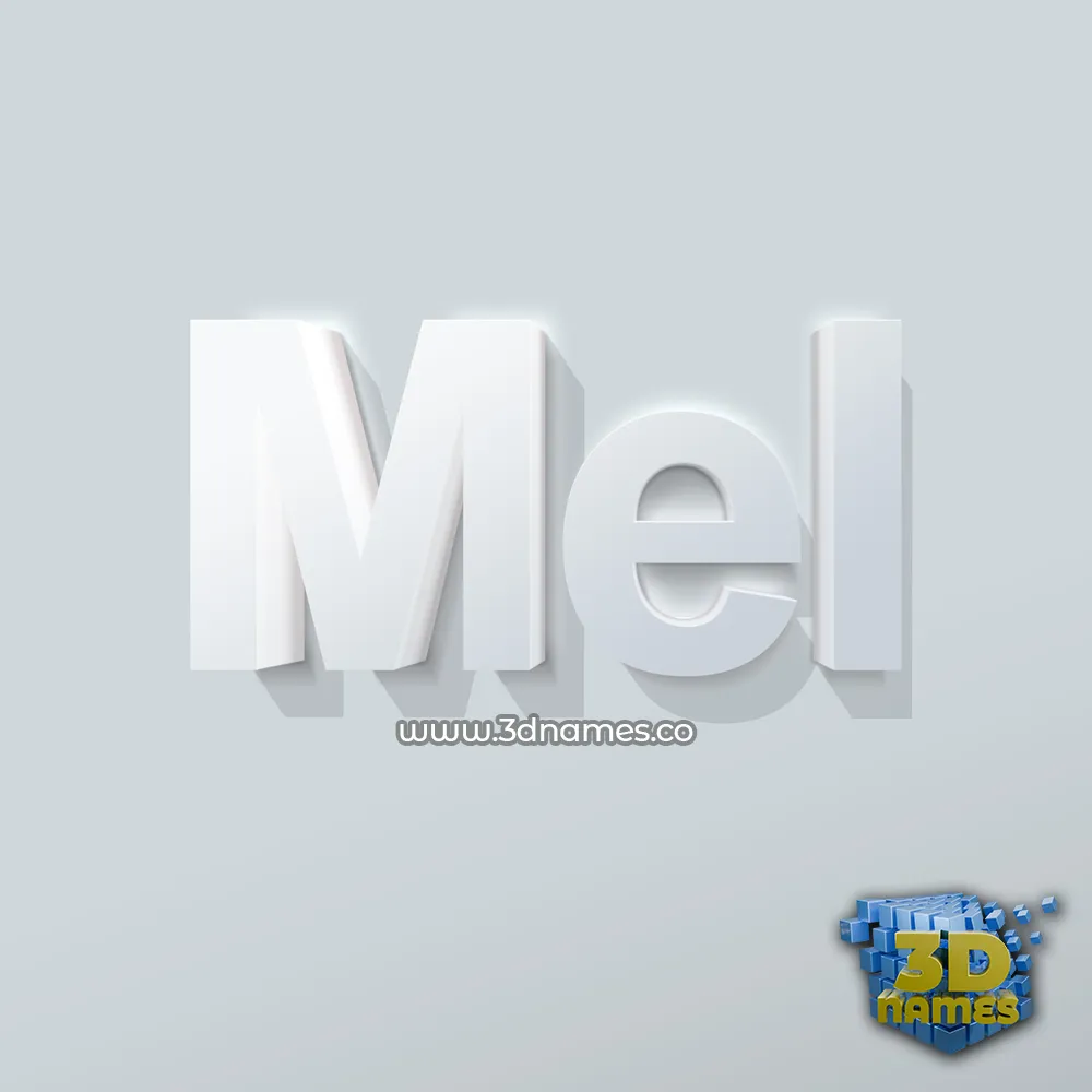 mel in Clean White style - 3D name wallpaper