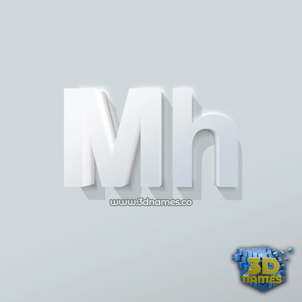 mh in Clean White style - 3D name wallpaper