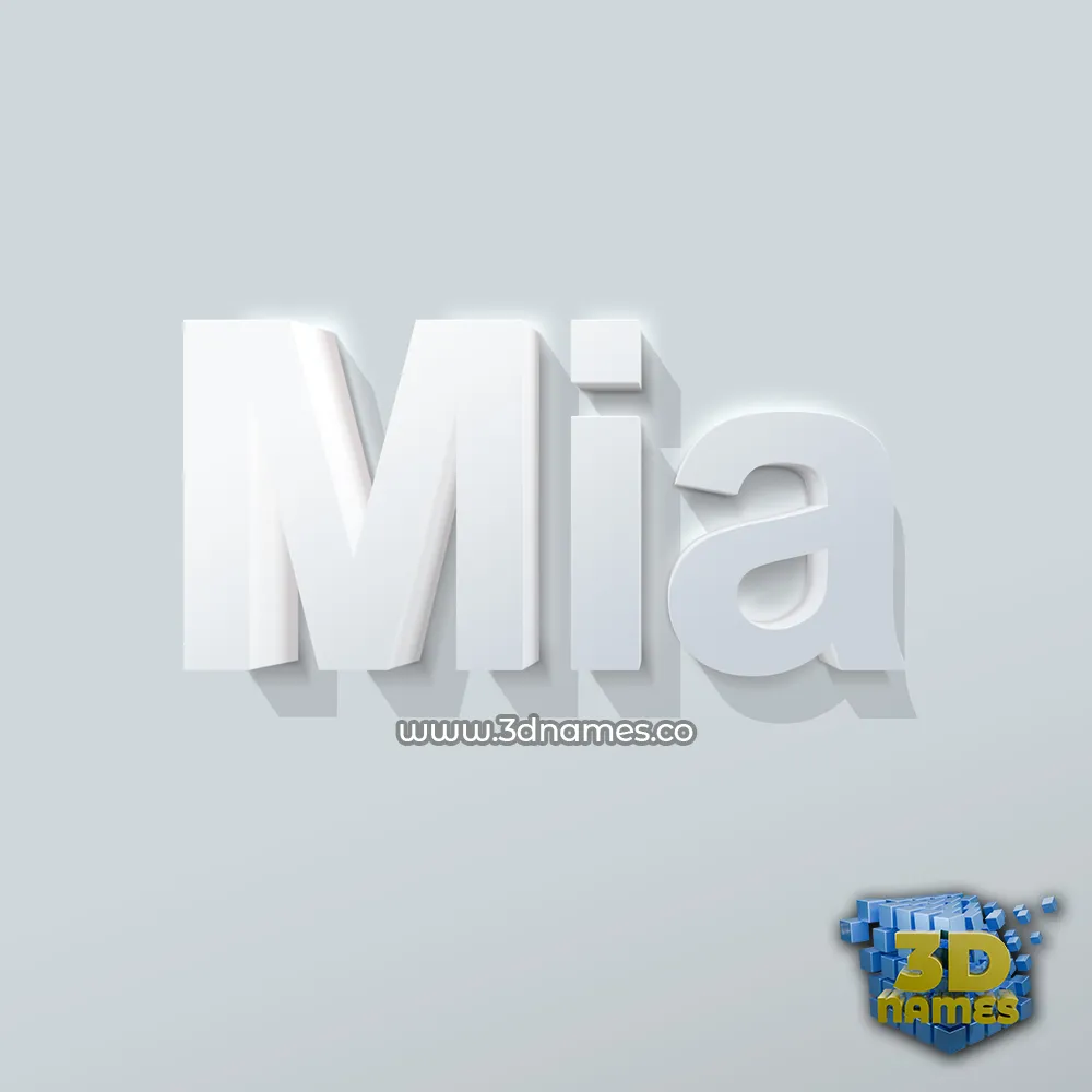 mia in Clean White style - 3D name wallpaper