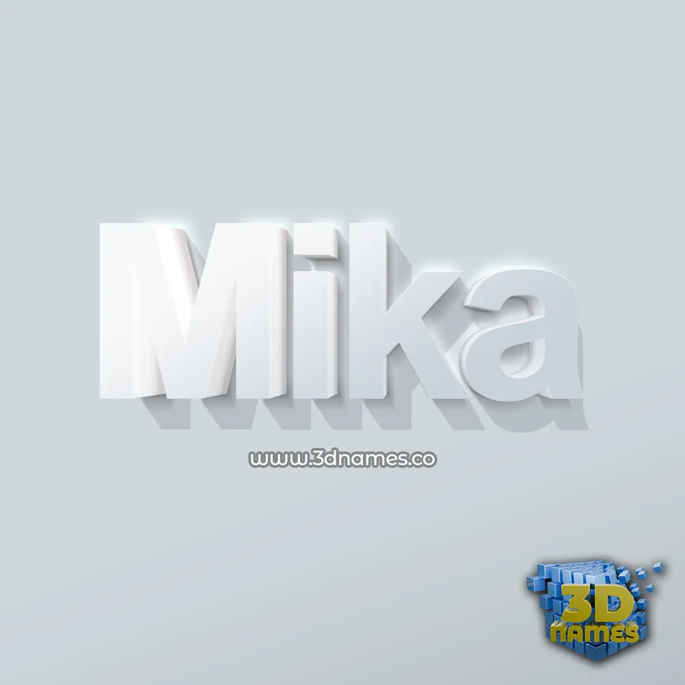 mika in Clean White style - 3D name wallpaper